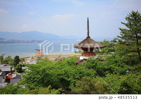Japanese big gate  in Miyajima, Japan 48535513