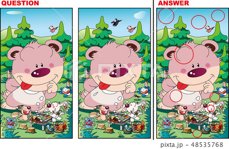 間違い探しイラスト バーベキューのイラスト素材