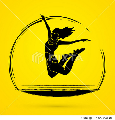 Dancing action dancer training jump graphic vector Dancing action dancer training jump graphic vector 48535836