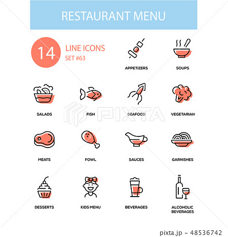 Restaurant menu - line design style icons set Restaurant menu - line design style icons set 48536742
