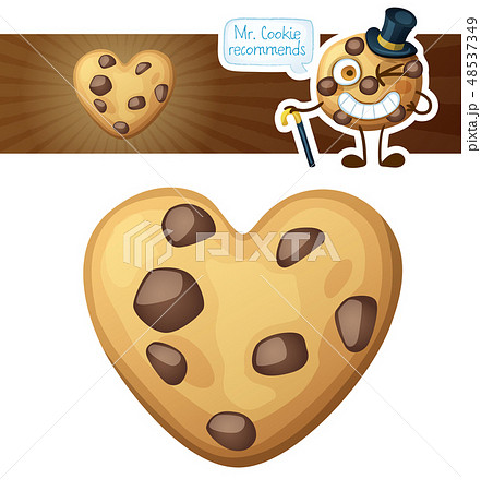 Choc Chip Heart Cookies Illustration Cartoon のイラスト素材