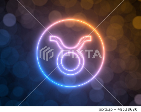 glowing neon sign of taurus with blurred bokeh background. 3d illustration 48538630