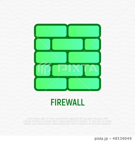 Firewall Thin Line Icon Brick Wall のイラスト素材