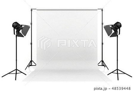 Photo Studio Lighting Set Up With White Backdropのイラスト素材