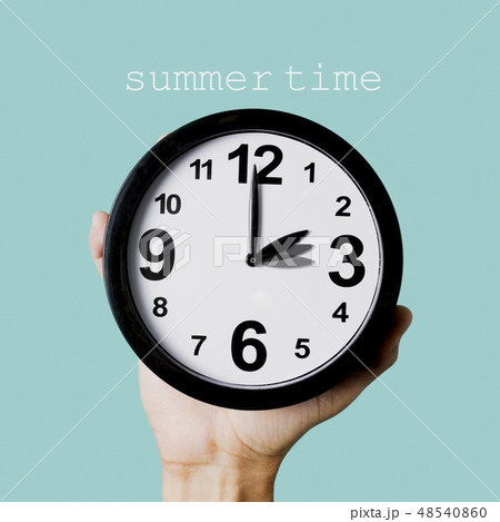 text summer time and clock being adjusted one hour text summer time and clock being adjusted one hour 48540860