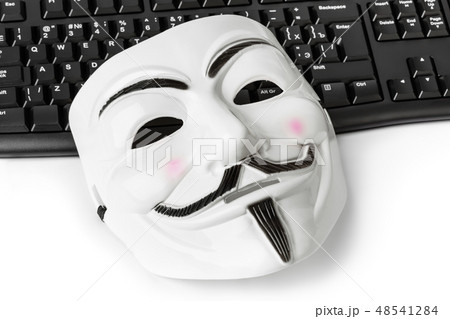 Computer hacker mask and keyboard 48541284