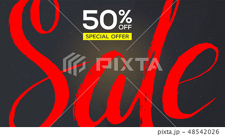 Sale banner. Red handwriting text Sale with 48542026