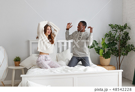 happy couple in love on winter morning in bed happy couple in love on winter morning in bed 48542228
