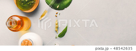 Natural cosmetics, oils for skin care on a light background. Homeopathic oils, whey, milk, soap Natural cosmetics, oils for skin care on a light background. Homeopathic oils, whey, milk, soap 48542635