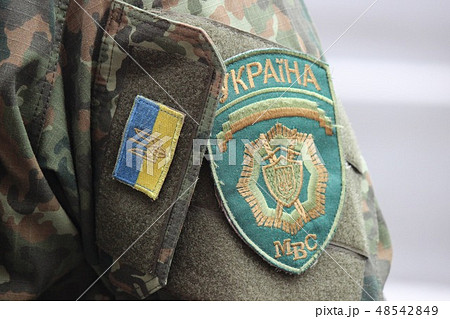 ウクライナ軍腕章の写真素材