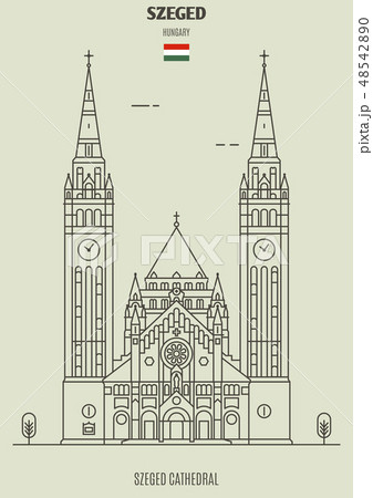 Votive Church in Szeged, Hungary. Landmark icon 48542890