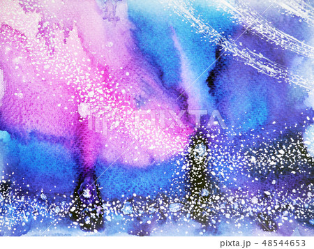 abstract blue tone universe watercolor painting 48544653