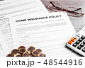 Home Insurance Policy. Coins, Calculator and Insurance Policy 48544916