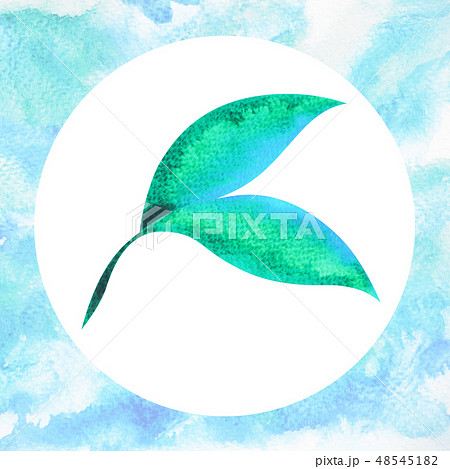 green leaf tea herbal logo symbol icon on blue sky green leaf tea herbal logo symbol icon on blue sky 48545182