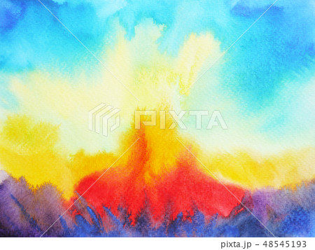 abstract fire splash power watercolor painting 48545193