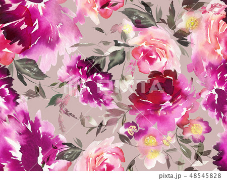 Seamless summer pattern with watercolor flowers Seamless summer pattern with watercolor flowers 48545828