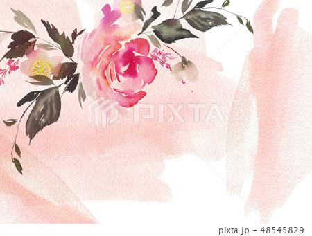 Greeting card with watercolor flowers handmade. 48545829