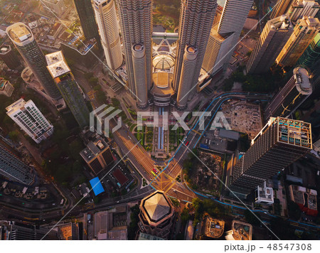 Aerial view of intersection in Kuala Lumpur Downtown, Malaysia. Aerial view of intersection in Kuala Lumpur Downtown, Malaysia. 48547308