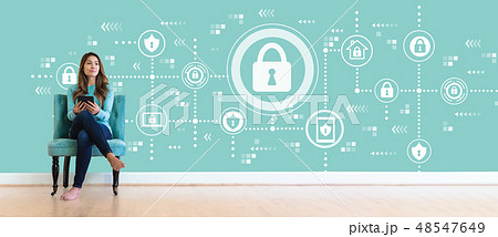 Cyber security with young woman 48547649