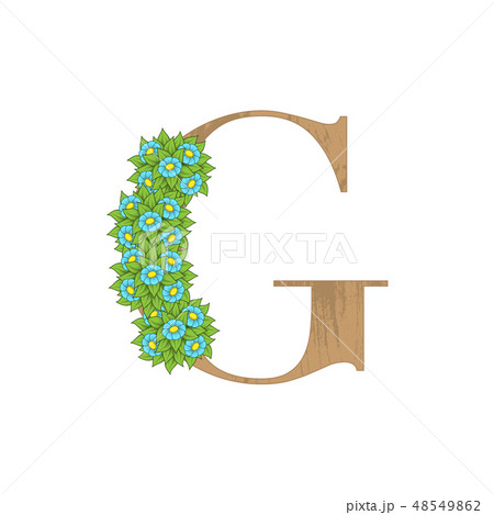 Wooden Leaves Letter Gのイラスト素材