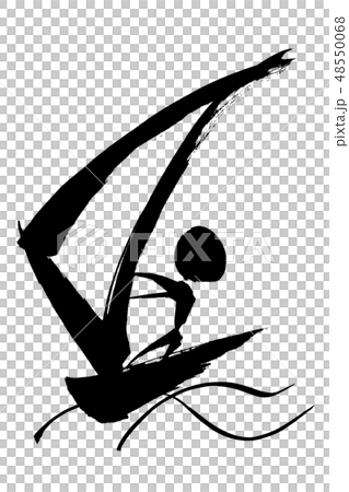 筆絵　セーリングのシルエット　 48550068