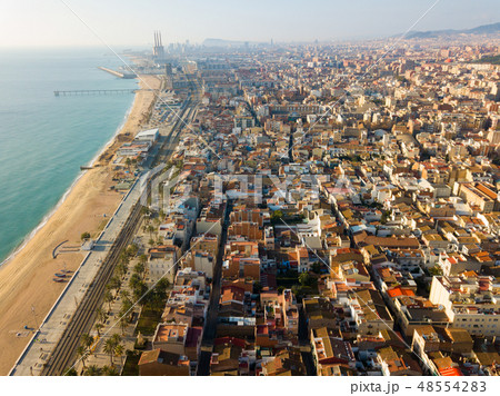 Aerial view of the spanish city of Badalona. Barcelona, Spain Aerial view of the spanish city of Badalona. Barcelona, Spain 48554283