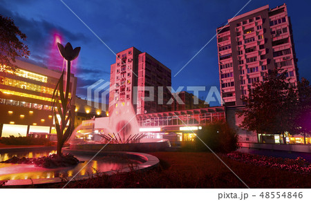 Photography of night light of center of Pitesti Photography of night light of center of Pitesti 48554846