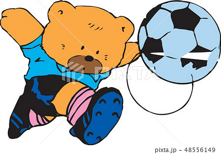 クマ 動物 サッカーのイラスト素材