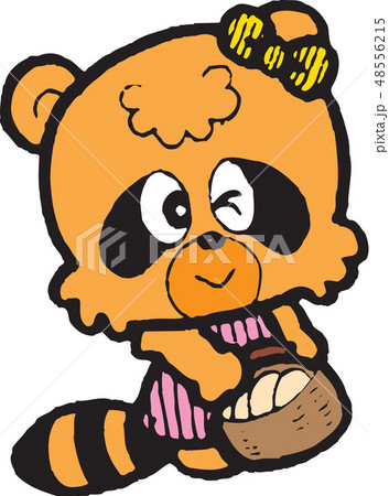 アライグマ 動物 食べ物のイラスト素材