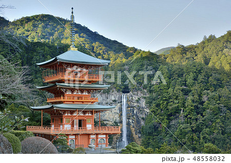 世界遺産　那智の滝　青岸渡寺　三重塔　和歌山 48558032