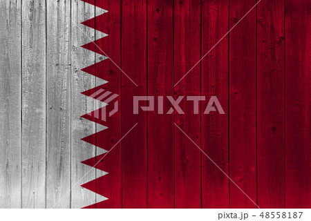 Qatar flag painted on old wood plank Qatar flag painted on old wood plank 48558187