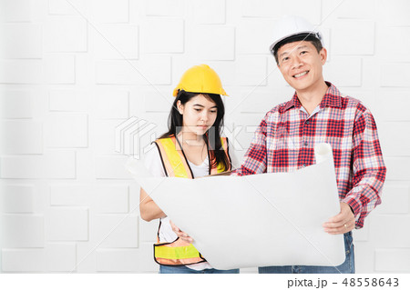 asian architect at construction site office asian architect at construction site office 48558643