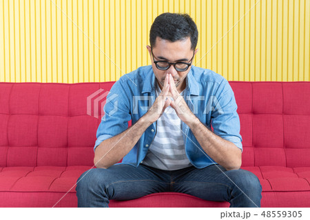young man with denim shirt 48559305