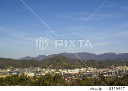 滋賀県彦根市の街並みと佐和山 48559467