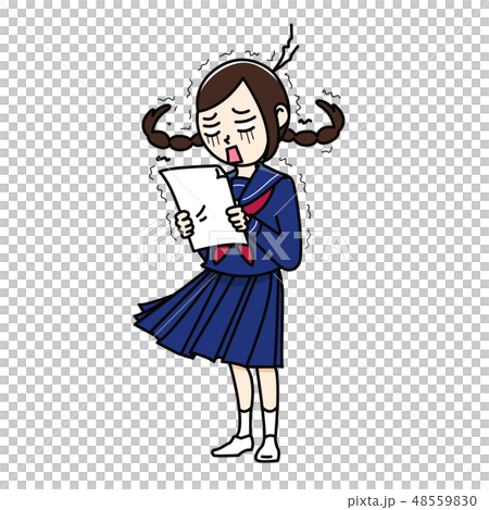 中学生 高校生 女子 テスト返却のイラスト素材