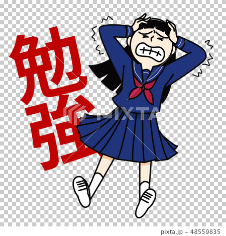 Junior high school student girl study Junior high school student girl study 48559835