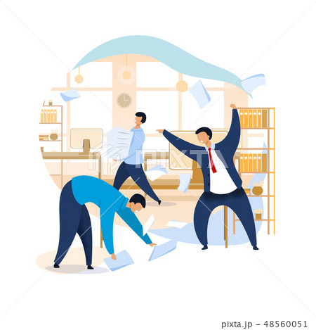 Angry Boss Shouting at Employees Vector Clipart 48560051