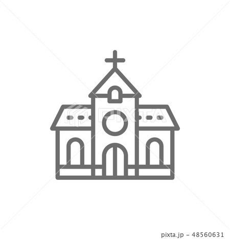 Church Chapel Temple Line Icon Isolated On のイラスト素材