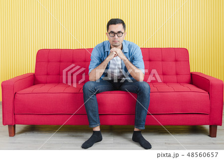 young man with denim shirt 48560657