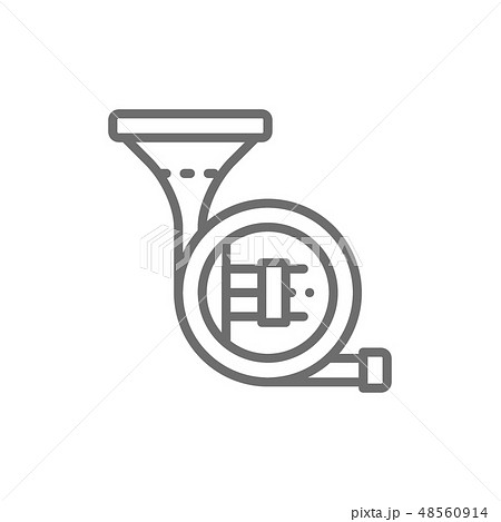 Horn, trumpet, tuba, line icon. Isolated on white background 48560914