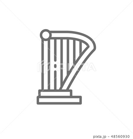 Harp, lyre, music instrument line icon. Isolated on white background 48560930
