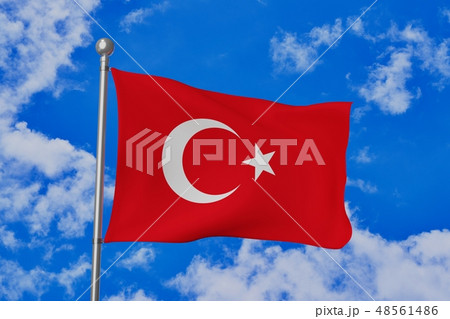 はためくトルコの国旗 48561486