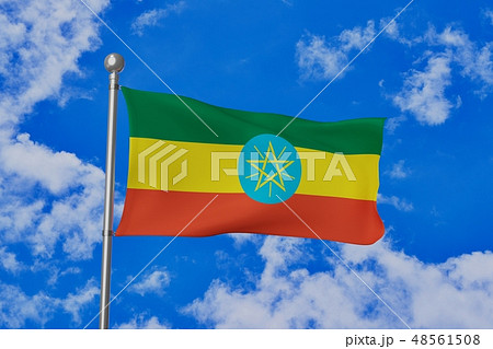 はためくエチオピアの国旗のイラスト素材