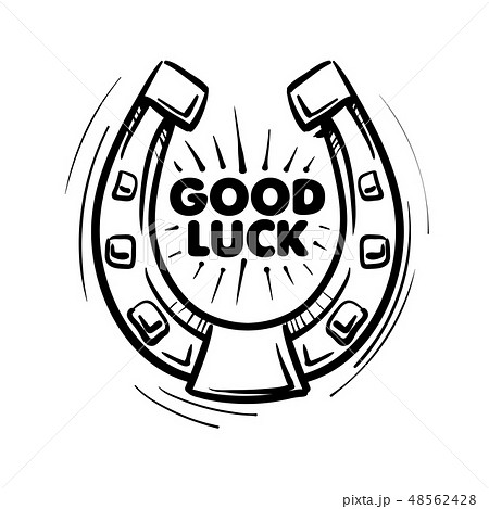 Painted horseshoe mascot. Vector illustration on white background 48562428