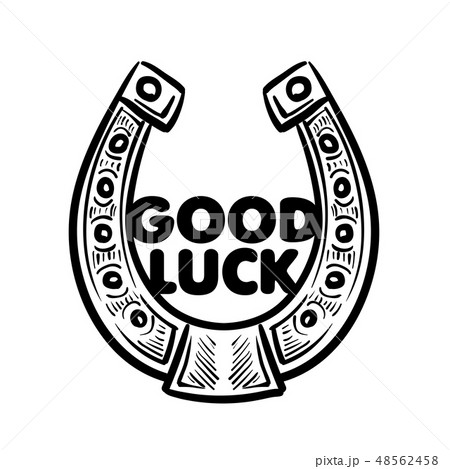 Painted horseshoe mascot. Vector illustration on white background 48562458