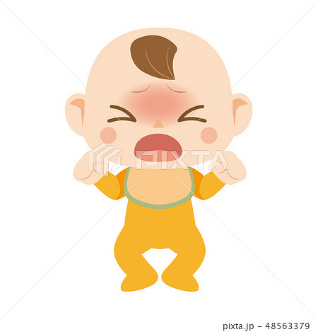 泣きそうな赤ちゃんのイラスト素材
