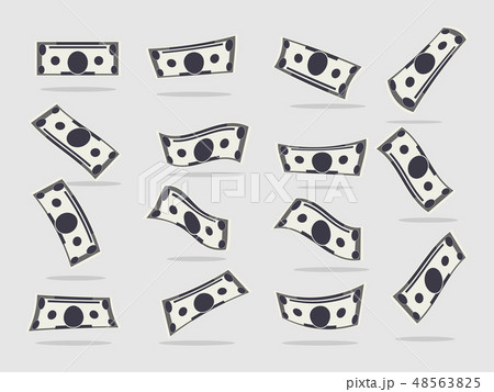 Paper dollar banknotes fall set . のイラスト素材 [48563825] - PIXTA
