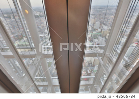 futuristic elevator in the modern building futuristic elevator in the modern building 48566734