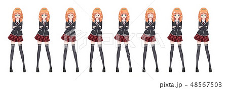 Anime manga student girl in blazer and red skirt 48567503