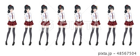 Anime manga schoolgirl plaid red skirt tie pattern Anime manga schoolgirl plaid red skirt tie pattern 48567504